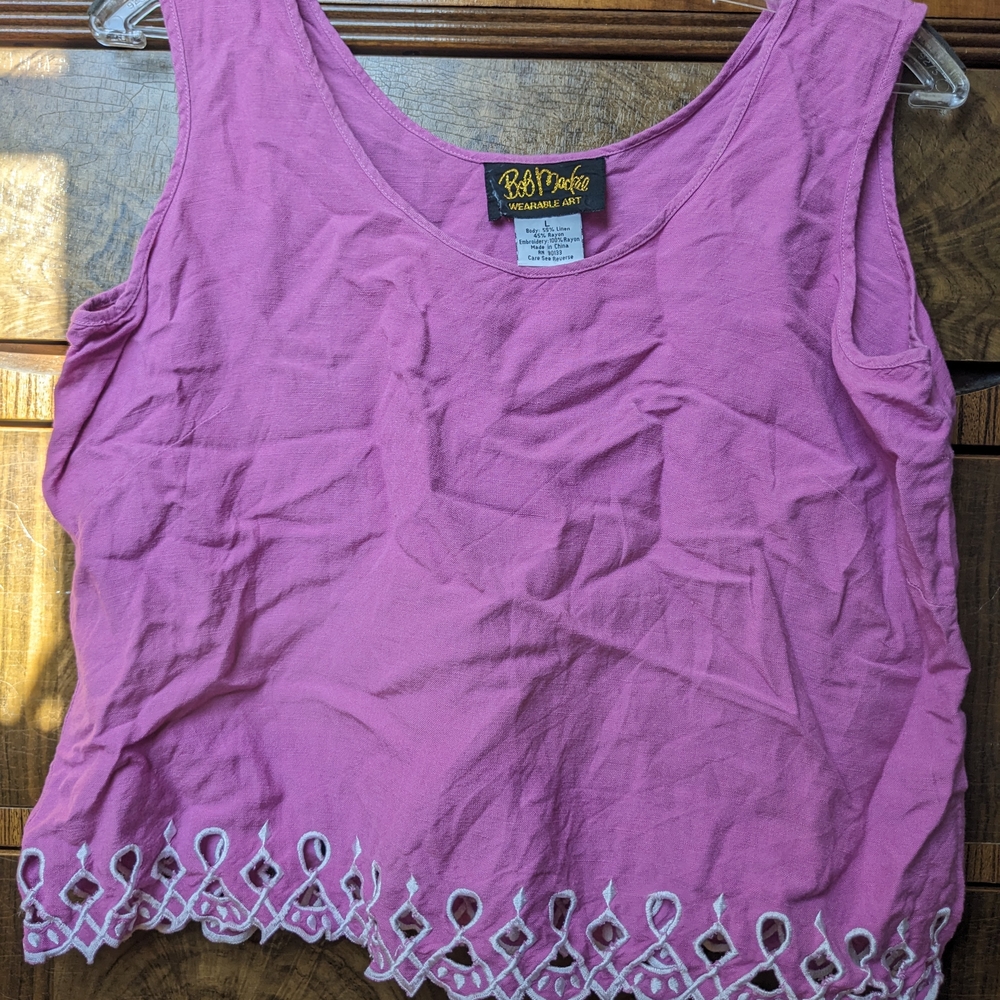 Bob Mackie Purple Tank Top with Embroidered Hem
